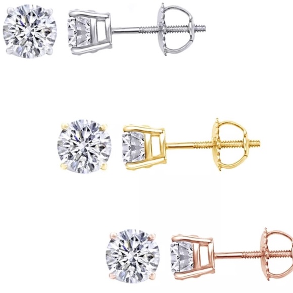 Last pair💥3ct 14k rose gold over .925 SS studs - Picture 4 of 4